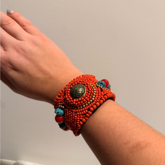 Jewelry - Handcrafted Orange Beaded Bracelet
